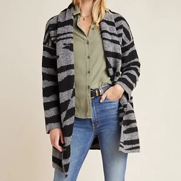 Anthropologie | Moth Basel Zebra Cardigan Sweater Size XSP - Picture 1 of 7
